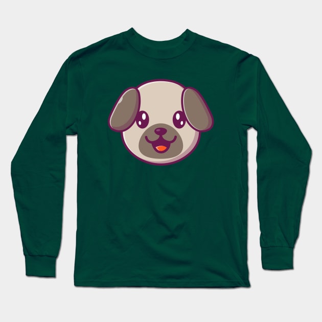 Cute Dog Face Cartoon (3) Long Sleeve T-Shirt by Catalyst Labs